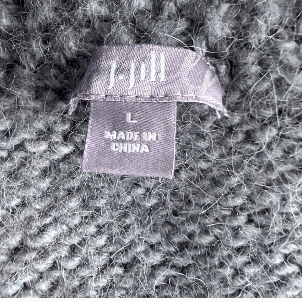 Jill Alpaca Sleeveless Chunky Knit Open FrontSweater Vest Gray/Grey Large